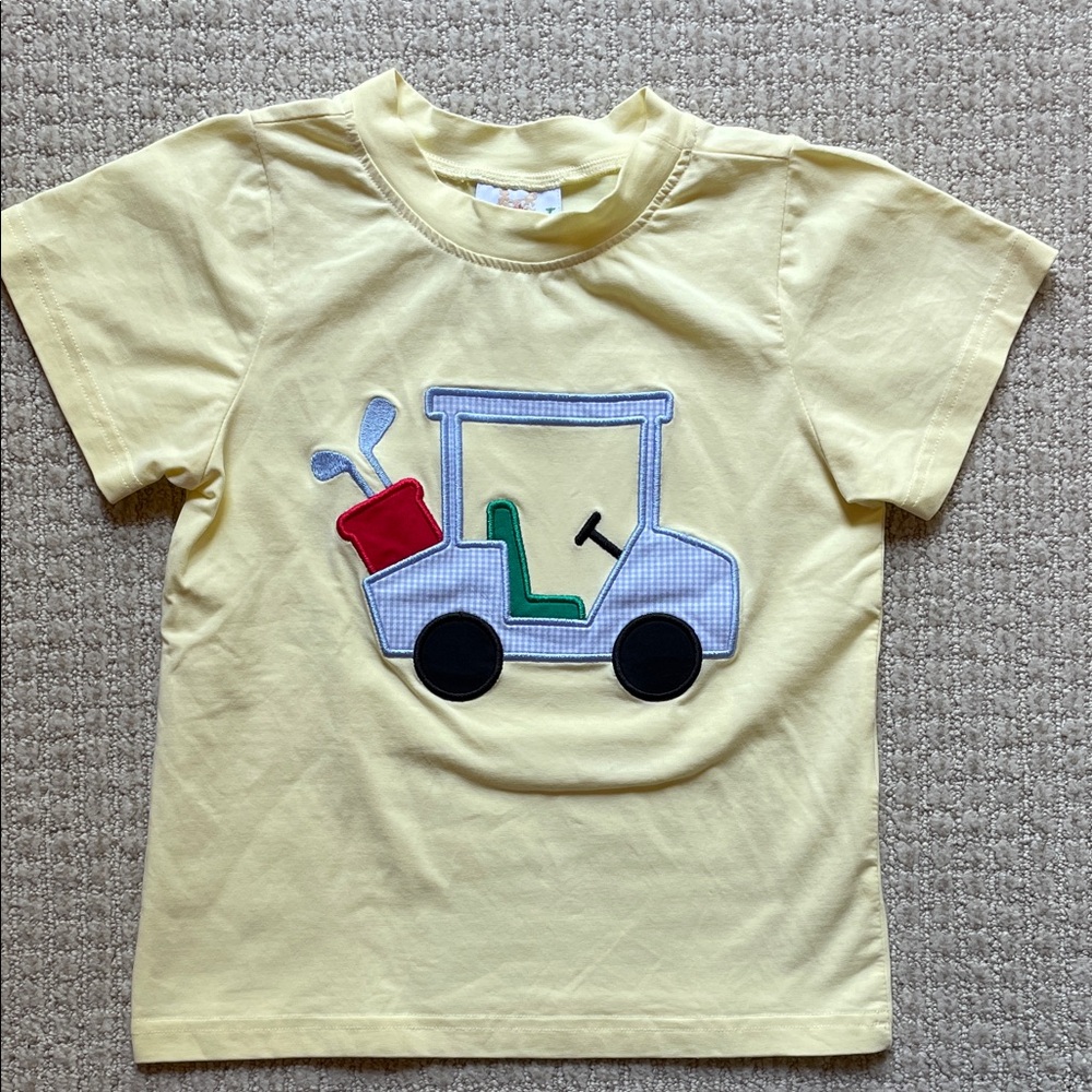 Busy Bees Smocks golf cart appliqué top, size 4T